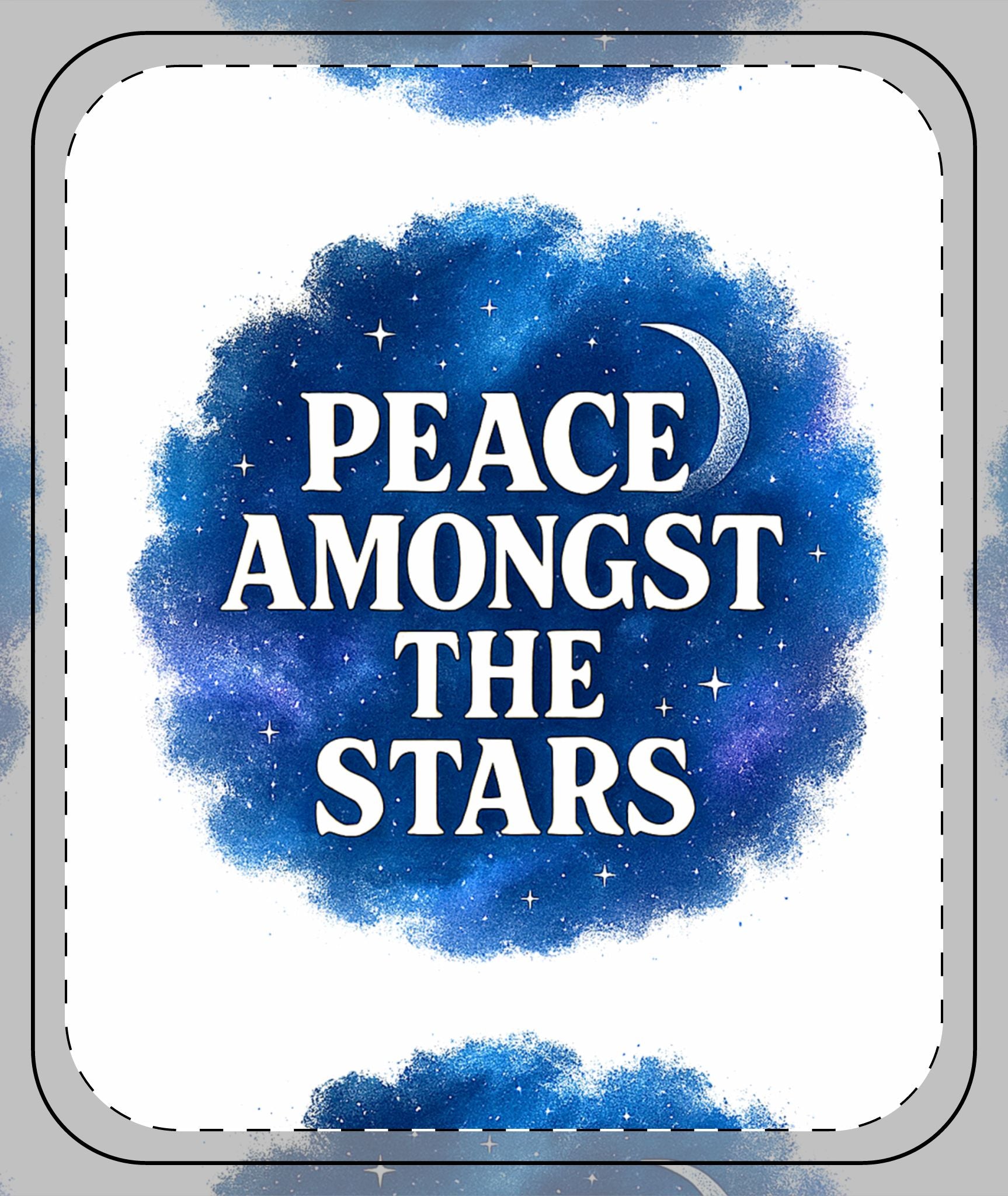 Peace Amongst the Stars Sherpa Blanket — Cozy Galaxy Throw with Crescent Moon
