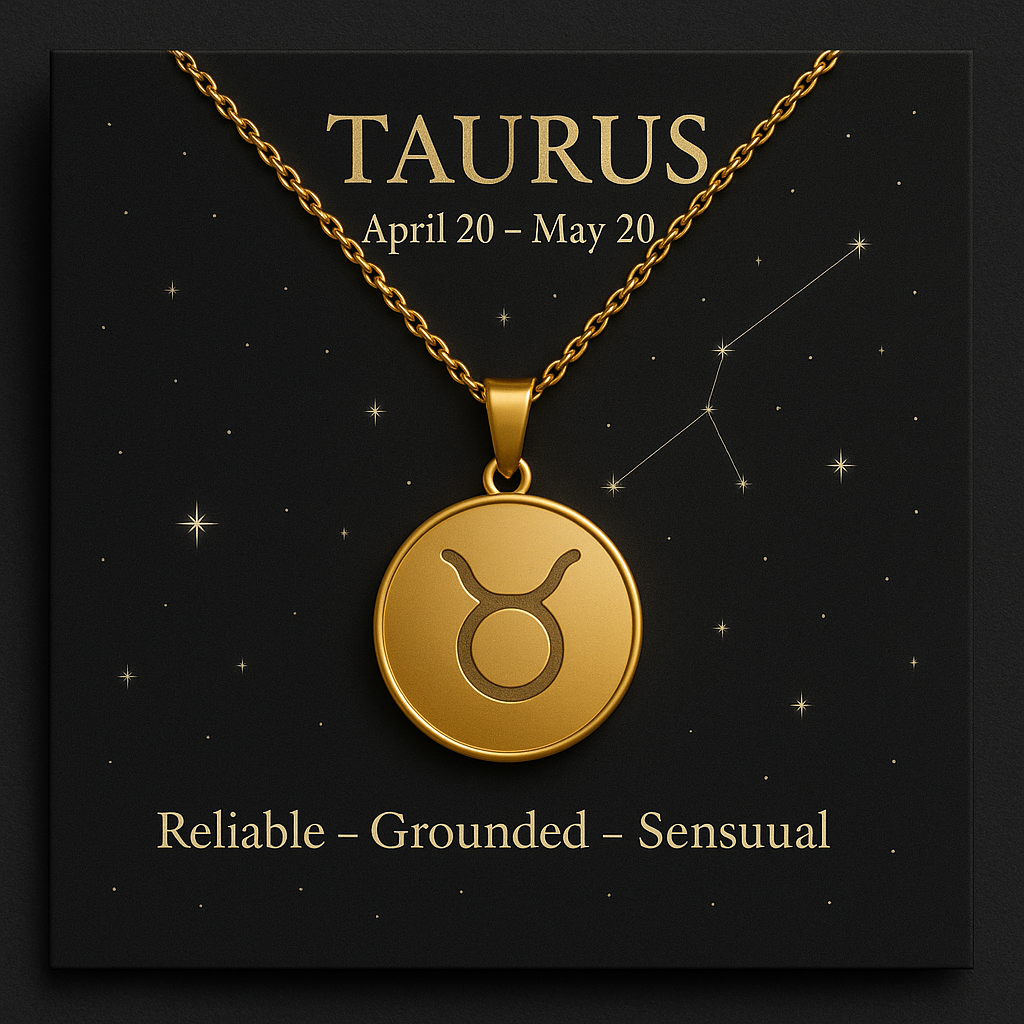 Taurus Zodiac Engraved Pendant Necklace