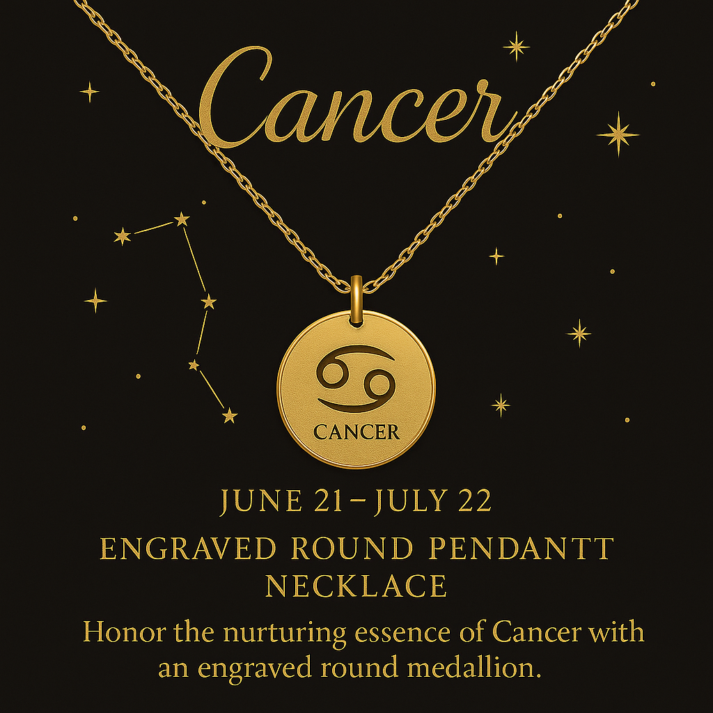 Cancer Zodiac Engraved Pendant Necklace (Copy)