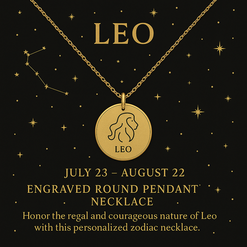 Leo Zodiac Engraved Necklace