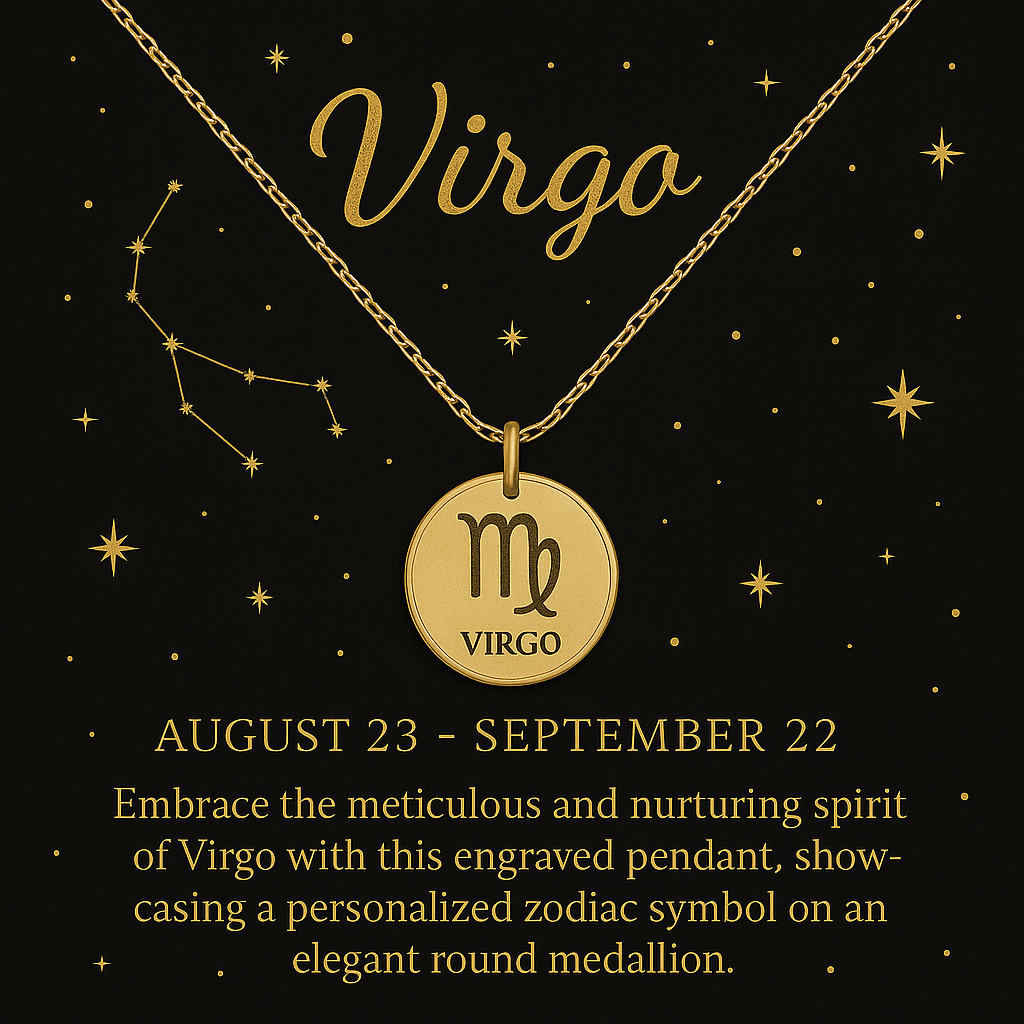 Virgo Zodiac Engraved Necklace